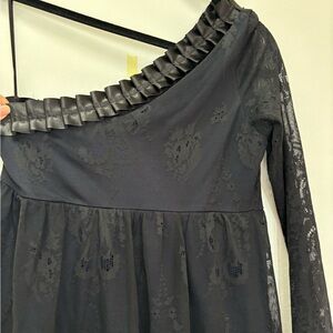 Mango - One Sleeve Lace Dress - black- Size Small